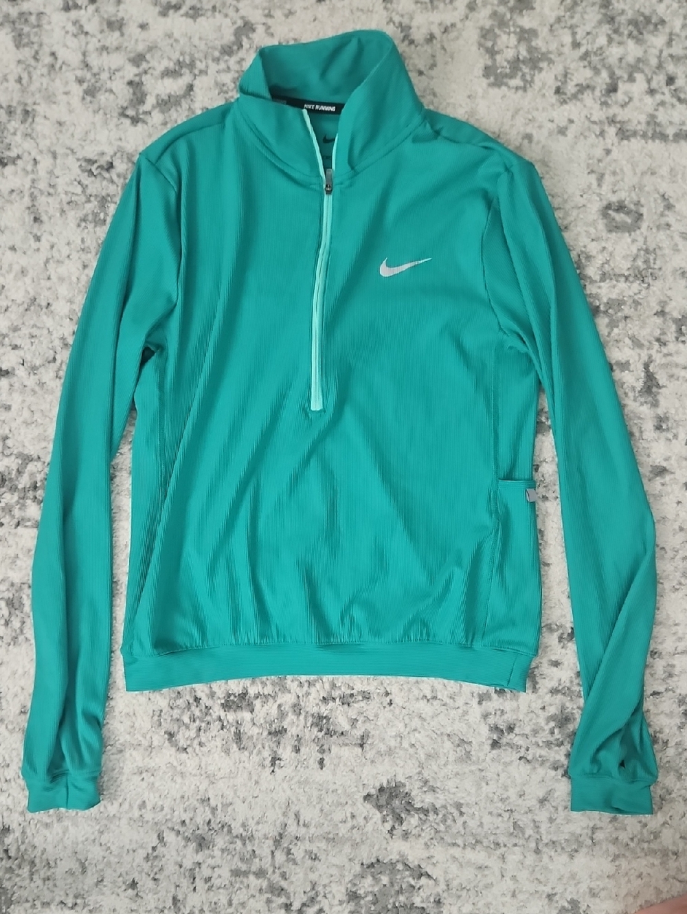 Nike Green Half-Zip Athletic Pullover with Gray Swoosh